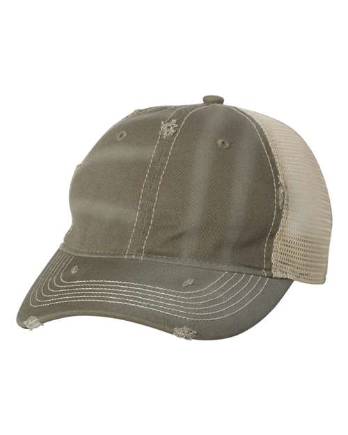 Bounty Dirty-Washed Mesh-Back Cap - Olive/ Khaki