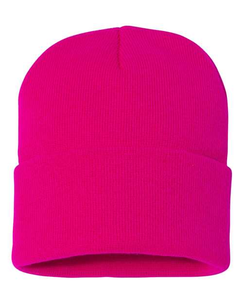 12" Solid Cuffed Beanie - Neon Fuchsia
