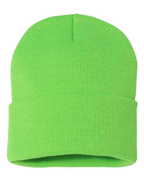 12" Solid Cuffed Beanie - Neon Green