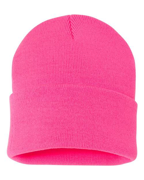 12" Solid Cuffed Beanie - Neon Pink