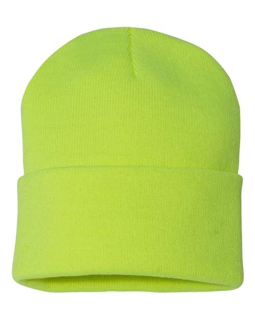 12" Solid Cuffed Beanie - Neon Yellow