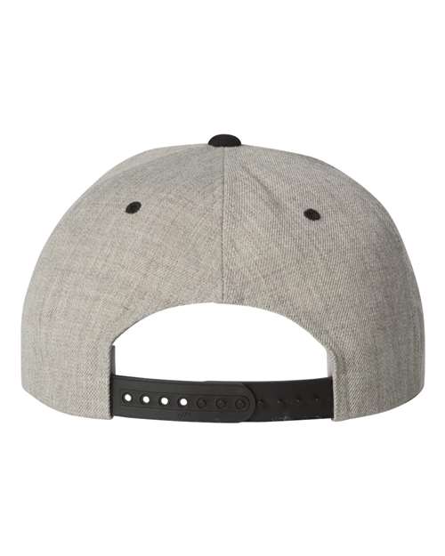 Premium Flat Bill Snapback Cap - Heather/ Black