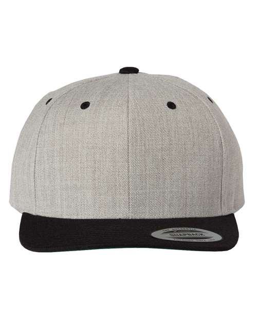 Premium Flat Bill Snapback Cap - Heather/ Black