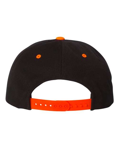Premium Flat Bill Snapback Cap - Black/ Neon Orange