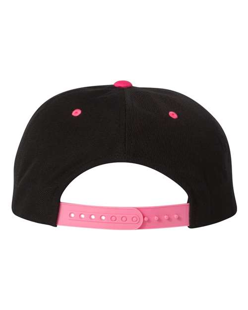 Premium Flat Bill Snapback Cap - Black/ Neon Pink