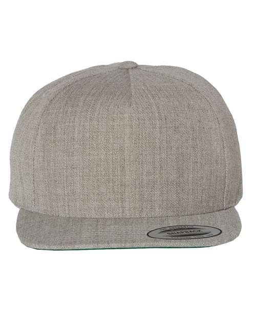 Premium Five-Panel Snapback Cap - Heather Grey