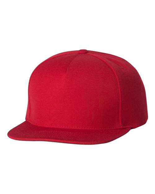 Premium Five-Panel Snapback Cap - Red