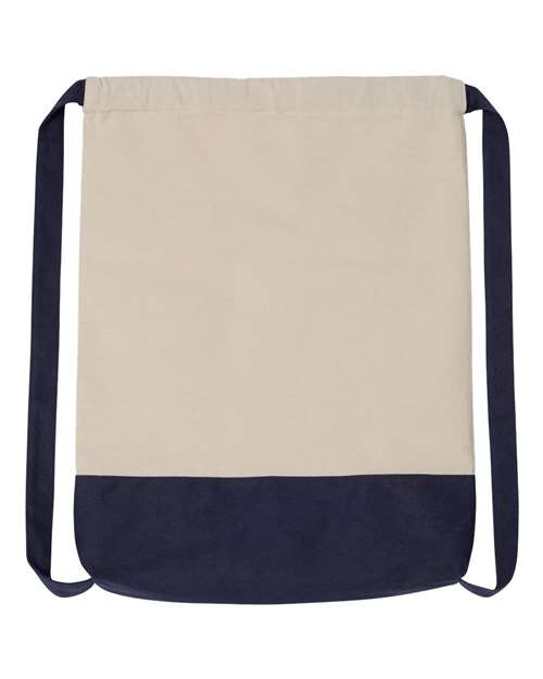 Drawstring Backpack - Natural/ Navy