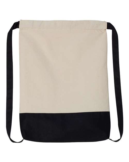 Drawstring Backpack - Natural/ Navy