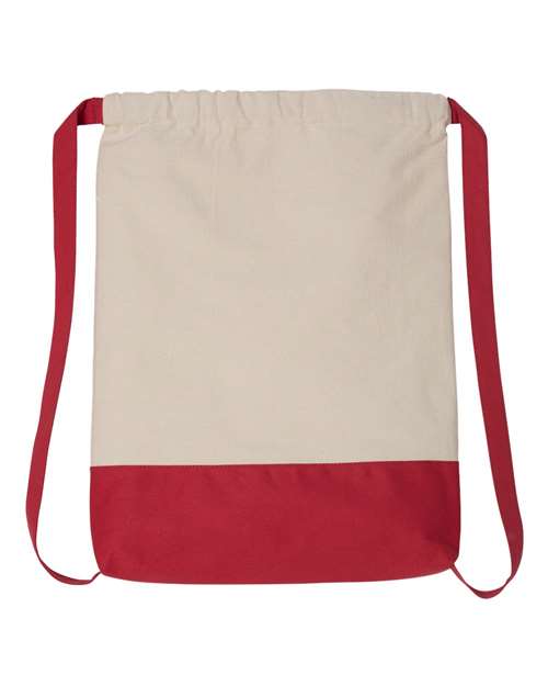 Drawstring Backpack - Natural/ Red