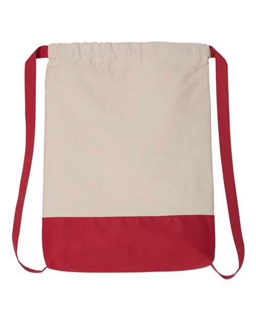 Drawstring Backpack - Natural/ Red