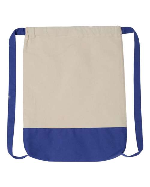 Drawstring Backpack - Natural/ Royal
