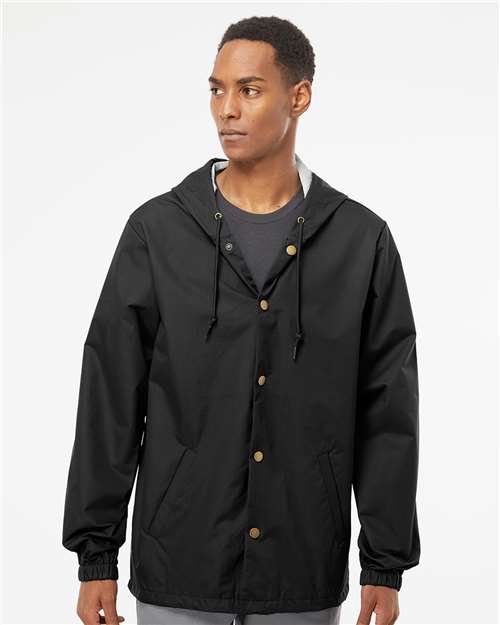 Men's Water-Resistant Hooded Windbreaker - Black