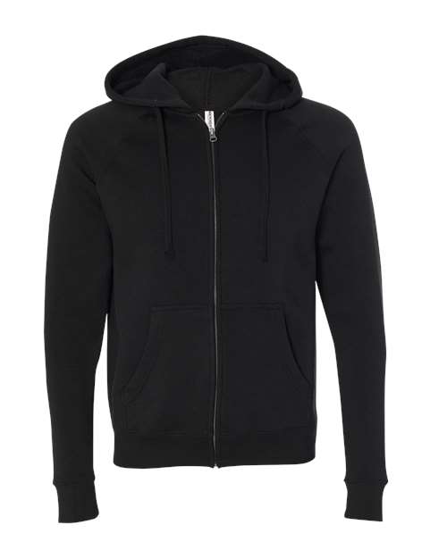 Unisex Special Blend Raglan Full-Zip Hooded Sweatshirt - Black