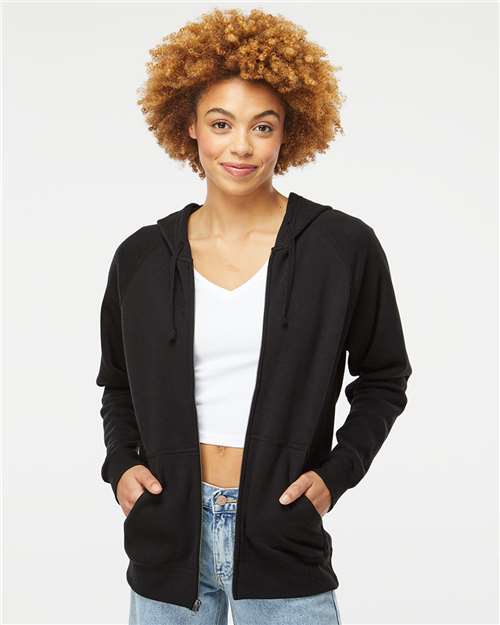 Unisex Special Blend Raglan Full-Zip Hooded Sweatshirt - Black
