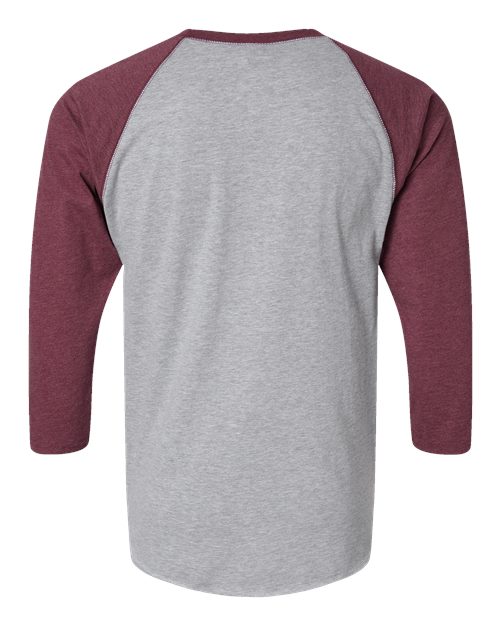 Men's Baseball Fine Jersey Three-Quarter Sleeve Tee - Vintage Heather/ Vintage Burgundy