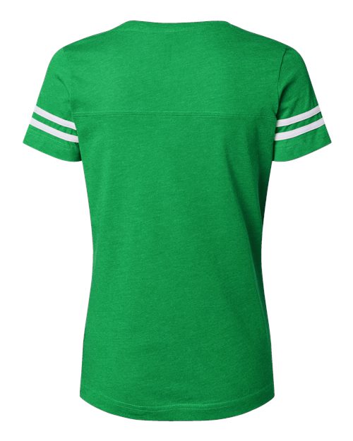 Women's Football V-Neck Fine Jersey Tee - Vintage Green/ White