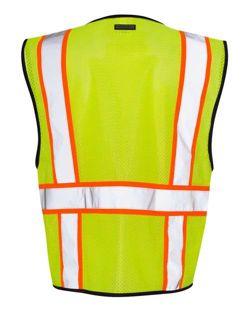 Unisex Economy Contrasting Vest with Zippered Front - Lime