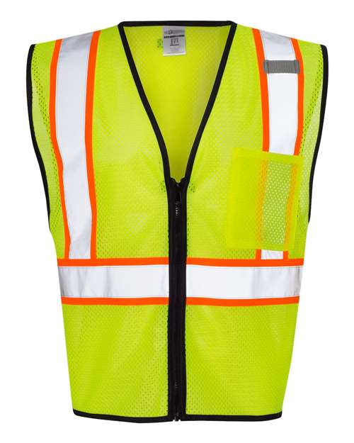 Unisex Economy Contrasting Vest with Zippered Front - Lime