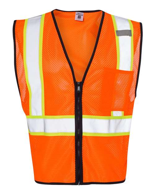 Unisex Economy Contrasting Vest with Zippered Front - Orange