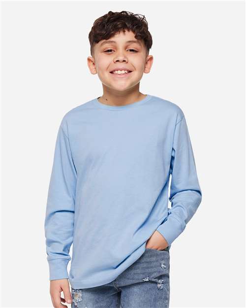 Youth Fine Jersey Long Sleeve Tee - Light Blue
