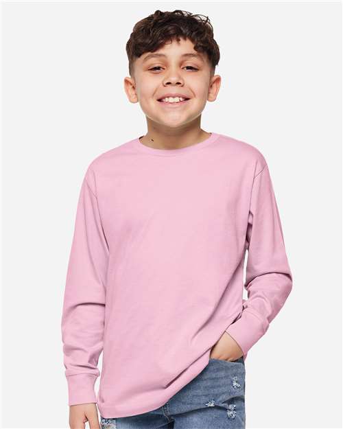 Youth Fine Jersey Long Sleeve Tee - Pink