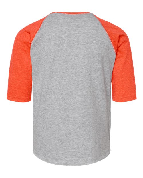 Youth Baseball Fine Jersey Three-Quarter Sleeve Tee - Vintage Heather/ Vintage Orange