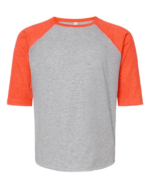 Youth Baseball Fine Jersey Three-Quarter Sleeve Tee - Vintage Heather/ Vintage Orange