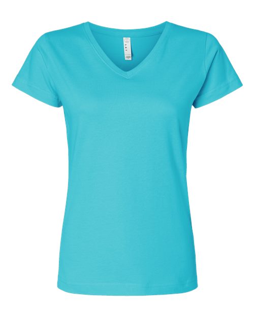 Women's Fine Jersey V-Neck Tee - Caribbean