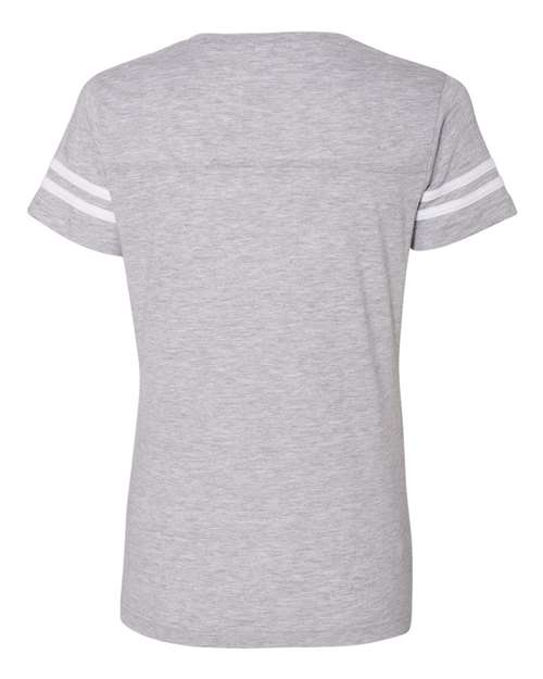 Women's Football V-Neck Fine Jersey Tee - Vintage Heather/ White