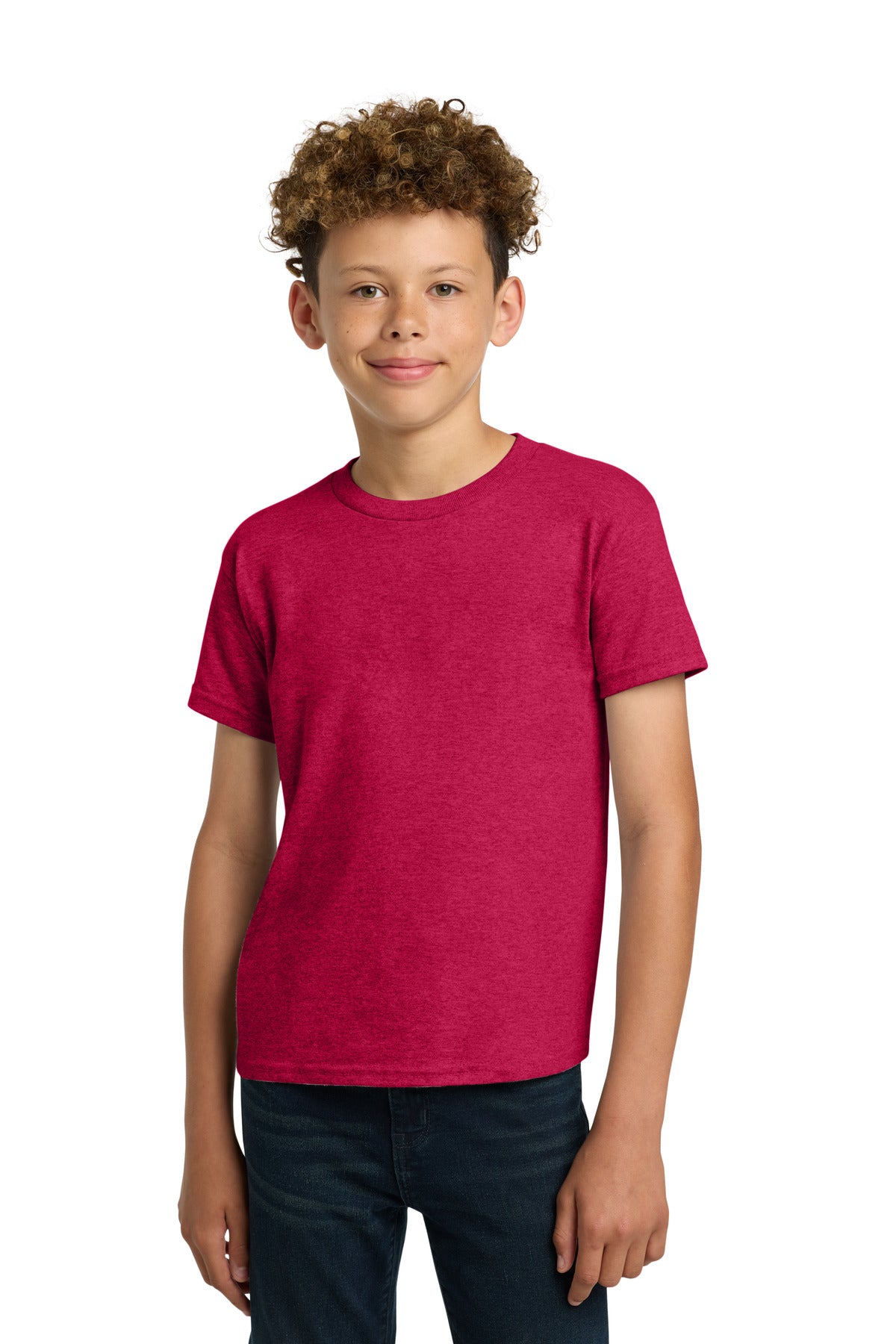 Gildan - Youth  Heavy Cotton 100% Cotton T-Shirt - Heather Red