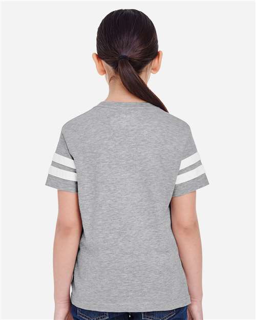 Youth Football Fine Jersey Tee - Vintage Heather/ White