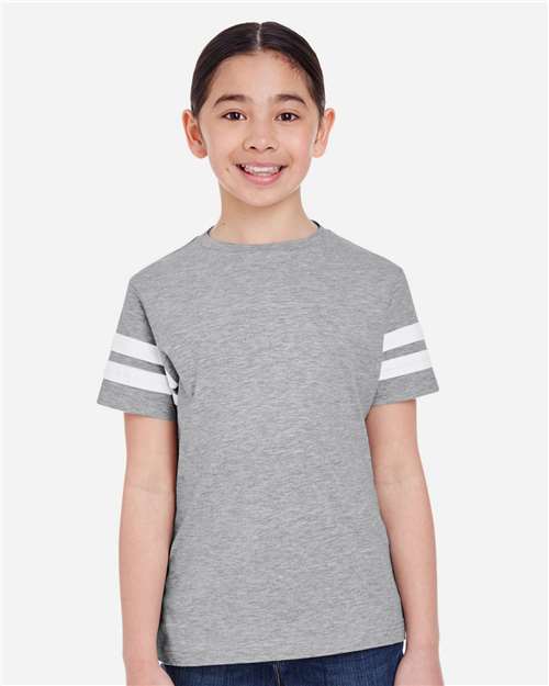 Youth Football Fine Jersey Tee - Vintage Heather/ White