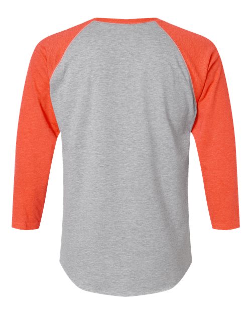 Men's Baseball Fine Jersey Three-Quarter Sleeve Tee - Vintage Heather/ Vintage Orange