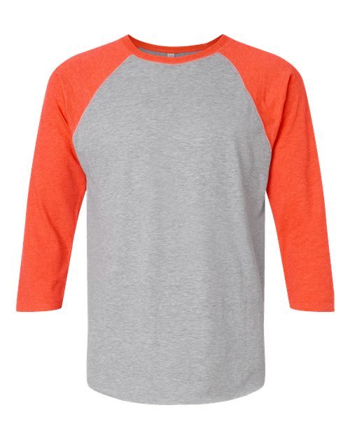 Men's Baseball Fine Jersey Three-Quarter Sleeve Tee - Vintage Heather/ Vintage Orange