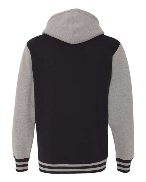 Unisex Heavyweight Varsity Full-Zip Hooded Sweatshirt - Black/ Gunmetal Heather