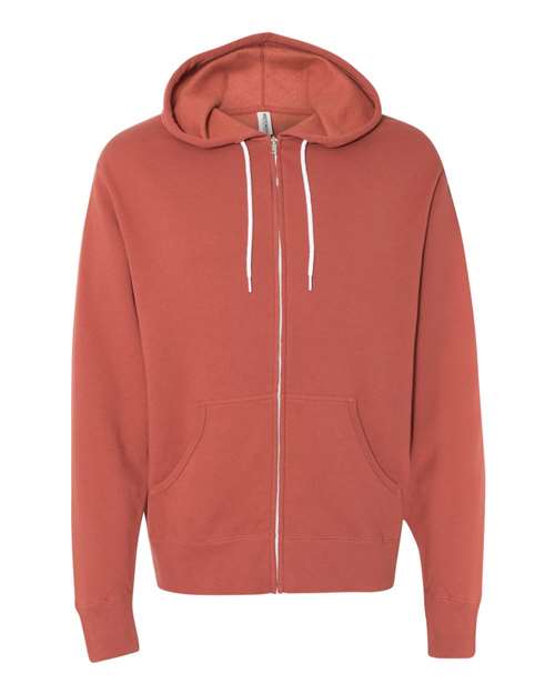 Unisex Lightweight Full-Zip Hooded Sweatshirt - Rust