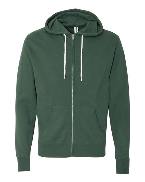 Unisex Lightweight Full-Zip Hooded Sweatshirt - Alpine Green
