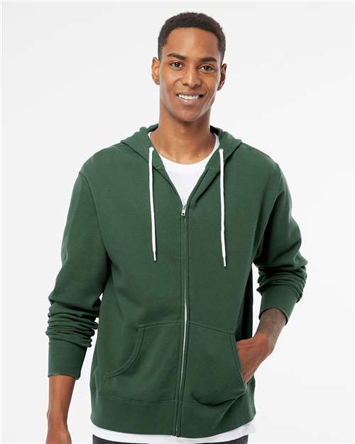 Unisex Lightweight Full-Zip Hooded Sweatshirt - Alpine Green