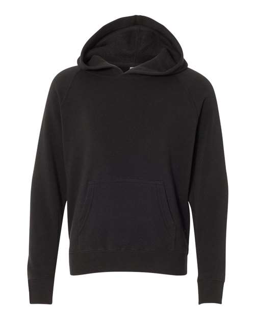 Youth Lightweight Special Blend Raglan Hooded Sweatshirt - Black