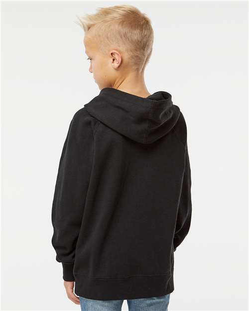 Youth Lightweight Special Blend Raglan Hooded Sweatshirt - Black
