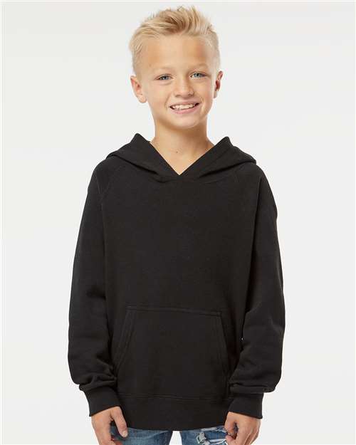 Youth Lightweight Special Blend Raglan Hooded Sweatshirt - Black