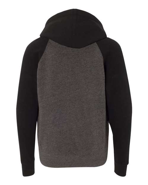 Youth Lightweight Special Blend Raglan Hooded Sweatshirt - Carbon/ Black