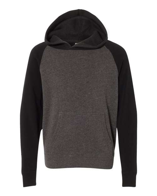 Youth Lightweight Special Blend Raglan Hooded Sweatshirt - Carbon/ Black