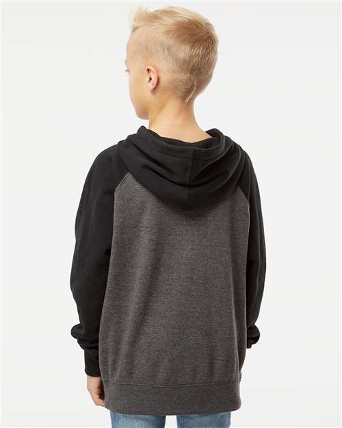 Youth Lightweight Special Blend Raglan Hooded Sweatshirt - Carbon/ Black
