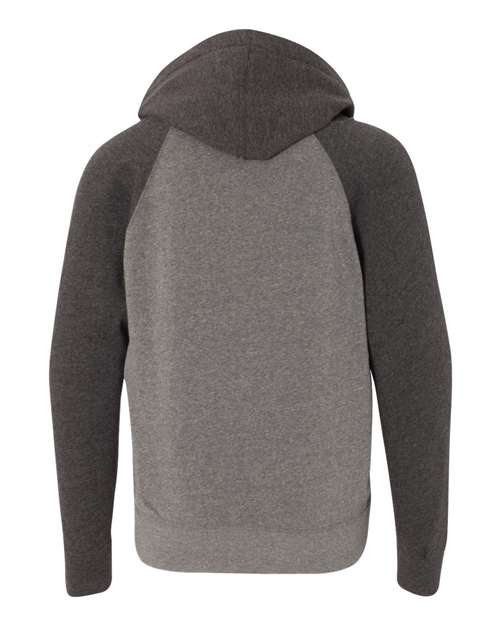 Youth Lightweight Special Blend Raglan Hooded Sweatshirt - Nickel/ Carbon