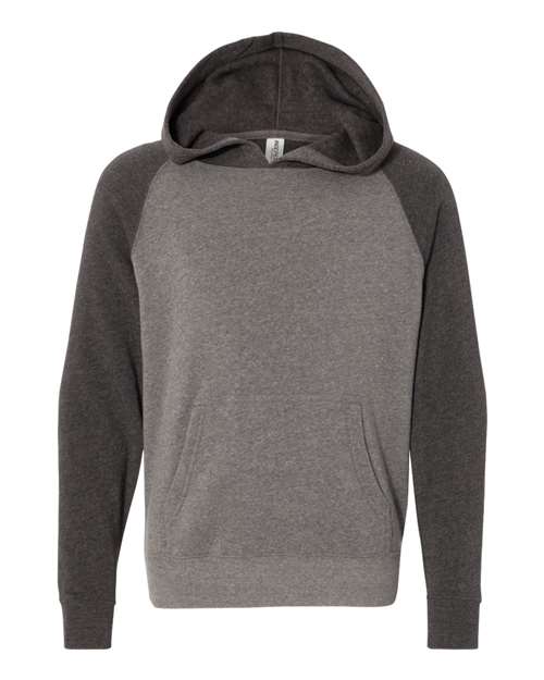 Youth Lightweight Special Blend Raglan Hooded Sweatshirt - Nickel/ Carbon