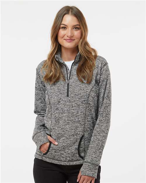 Women's Cosmic Fleece Quarter-Zip Pullover - Charcoal Fleck/ Black
