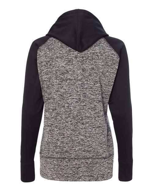Women’s Colorblocked Cosmic Fleece Hooded Sweatshirt - Charcoal Fleck/ Black