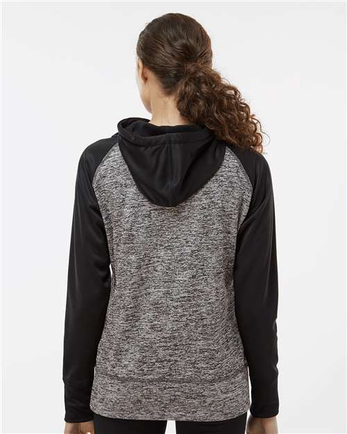 Women’s Colorblocked Cosmic Fleece Hooded Sweatshirt - Charcoal Fleck/ Black